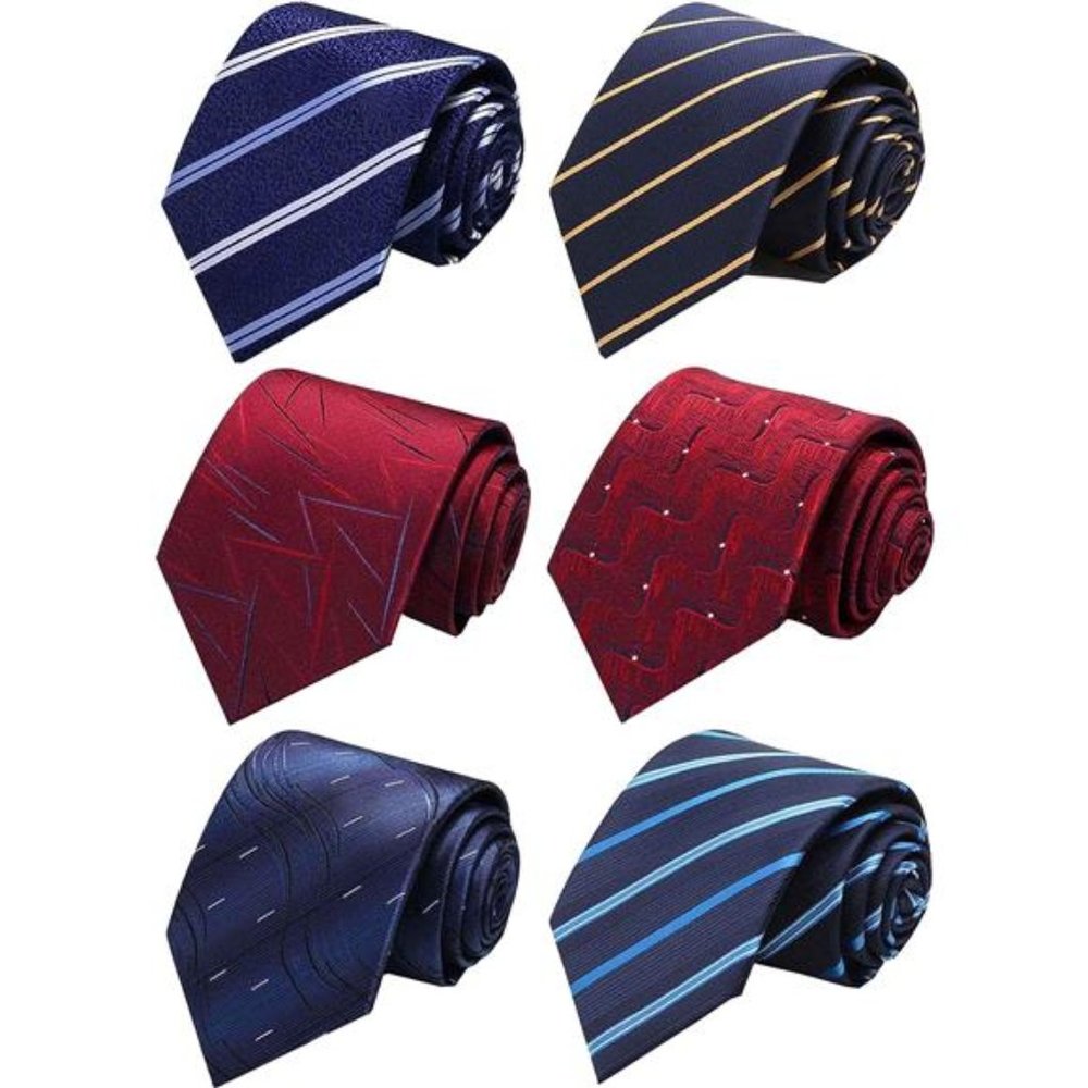 6 PCS Classic Men's Silk Tie Necktie Woven JACQUARD Neck Ties Business Striped
